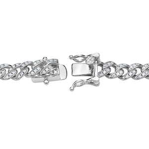 My Daily Styles Cuban Link 925 Sterling Silver 8mm Cubic Zirconia Elegant Men's Bracelet 9"