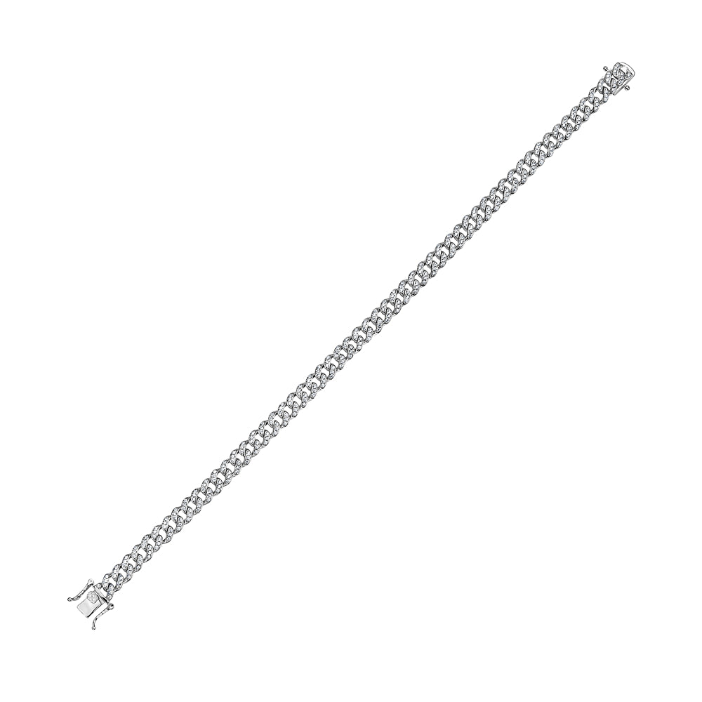 My Daily Styles Cuban Link 925 Sterling Silver 8mm Cubic Zirconia Elegant Men's Bracelet 9"