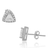 925 Sterling Silver Triangle White CZ Stud Earrings