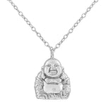925 Sterling Silver Happy Smiling Buddha Pendant Necklace