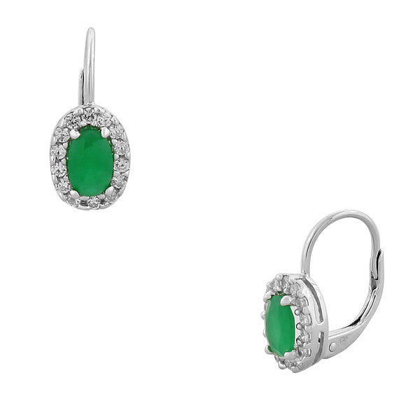 925 Sterling Silver Emerald Jade-Tone Green CZ Womens Girls Dangle Earrings
