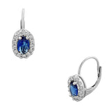 925 Sterling Silver Royal Blue White CZ Womens Girls Dangle Earrings
