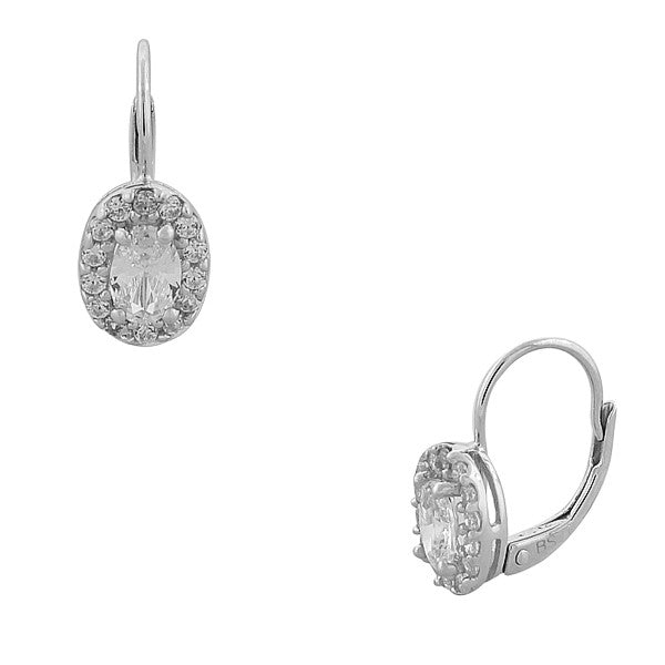 925 Sterling Silver Clear White CZ Womens Girls Dangle Earrings