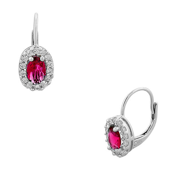 925 Sterling Silver Pink White CZ Womens Girls Dangle Earrings