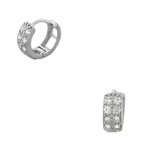 925 Sterling Silver  CZ Small Womens Girls Hoop Huggie Earrings
