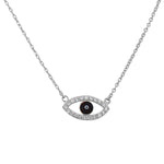 925 Sterling Silver Evil Eye Hamsa White CZ Womens Pendant Necklace