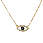 925 Sterling Silver Yellow Gold-Tone Evil Eye Hamsa White CZ Womens Pendant Necklace