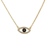 925 Sterling Silver Yellow Gold-Tone Evil Eye Hamsa White CZ Womens Pendant Necklace