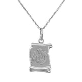 925 Sterling Silver  Muslim Islam God Allah Scroll Pendant Necklace with Chain