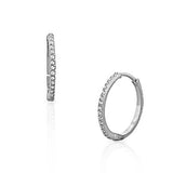 925 Sterling Silver White Round CZ Womens Hoop Huggie Earrings