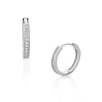 925 Sterling Silver White Round CZ Womens Hoop Huggie Earrings