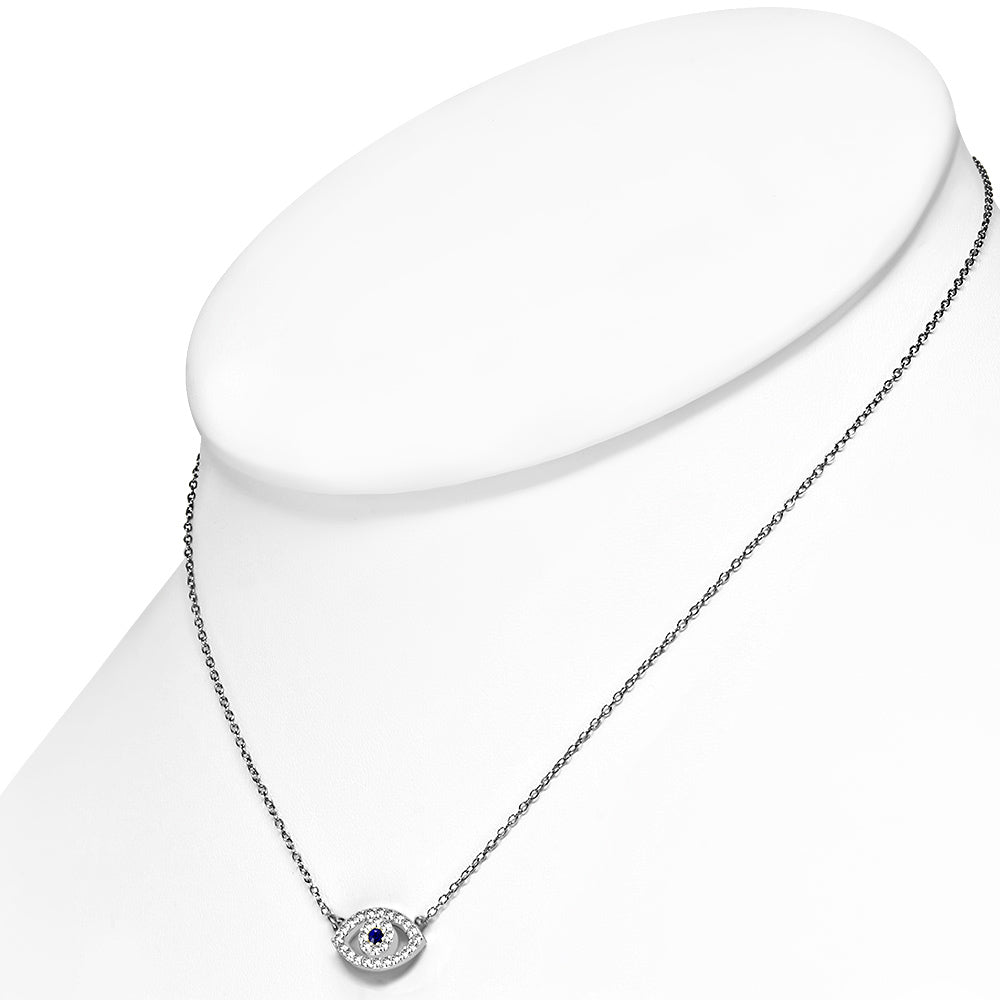 Small Evil Eye Necklace Sterling Silver