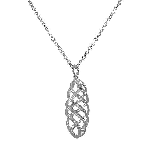 925 Sterling Silver Swirl Charm Womens Pendant Necklace with Chain