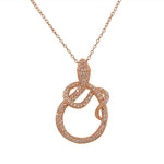 925 Sterling Silver Rose Gold-Tone White Red CZ Snake Womens Pendant Necklace