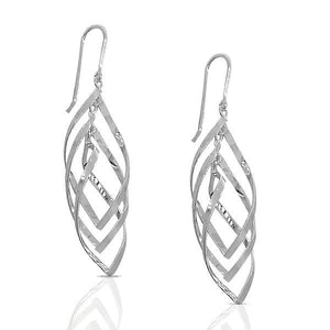 925 Sterling Silver Swirl Charm Womens Dangle Drop Long Earrings