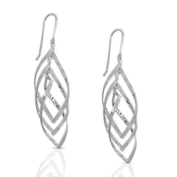 925 Sterling Silver Swirl Charm Womens Dangle Drop Long Earrings