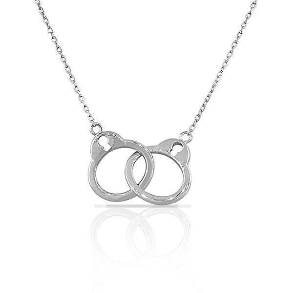 925 Sterling Silver Handcuff Charm Womens Pendant Necklace with Chain