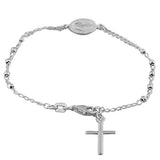 925 Sterling Silver Religious Latin Cross Virgin Mary Christian Chain Bracelet