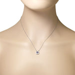 925 Sterling Silver Purple Violet Amethyst-Tone CZ Cushion Necklace