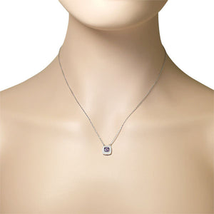 925 Sterling Silver Purple Violet Amethyst-Tone CZ Cushion Necklace