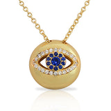 925 Sterling Silver Yellow Gold-Tone Womens Evil Eye Hamsa White Blue CZ Pendant Necklace