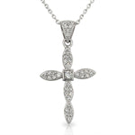 925 Sterling Silver White CrysrtalsCZ Classic Womens Latin Religious Cross Pendant Necklace