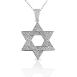 925 Sterling Silver  Womens Large Jewish Star of David CZ Pendant Necklace