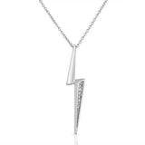 925 Sterling Silver White CZ Lightning Zigzag Pendant Necklace