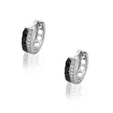925 Sterling Silver White Black CZ Classic Hoop Huggie Womens Girls Small Earrings