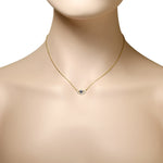 Gold Blue CZ Evil Eye Necklace Sterling Silver
