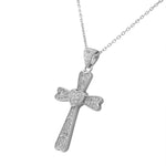 925 Sterling Silver Womens Cross Love Heart CZ Pendant