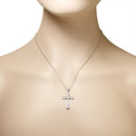 925 Sterling Silver Womens Cross Love Heart CZ Pendant