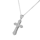 Small Pavé Cross Necklace Sterling Silver Cubic Zirconia