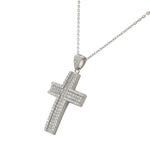 Cubic Zirconia Cross Pendant Necklace in Sterling Silver