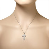 Cubic Zirconia Cross Pendant Necklace in Sterling Silver