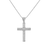925 Sterling Silver  Womens Classic Latin Cross  Love Heart CZ Religious Pendant Necklace