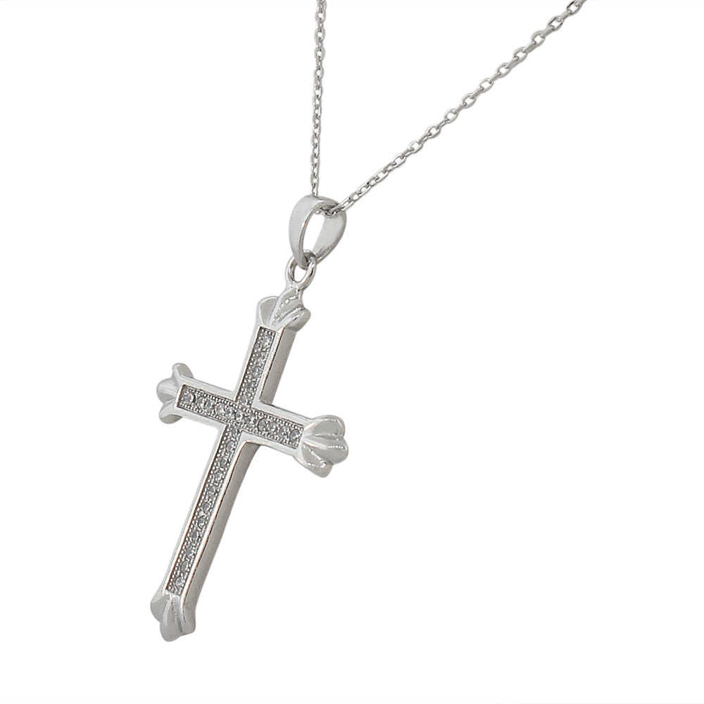 White Leaf Cross Pendant