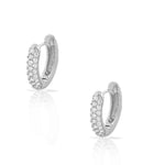 925 Sterling Silver White CZ Small Hoop Huggie Womens Girls Earrings