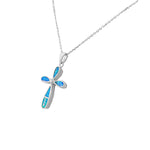 Opal Flower Cross Pendant