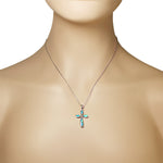 Opal Flower Cross Pendant