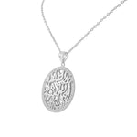 925 Sterling Silver Round CZ Sh'Ma Prayer Pendant