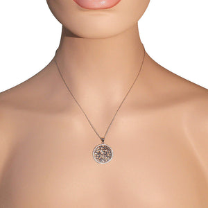 925 Sterling Silver Round CZ Sh'Ma Prayer Pendant