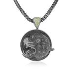 925 Sterling Silver Black Rhodium Large Panther Yellow CZ Hip-Hop Pendant Necklace, 32"