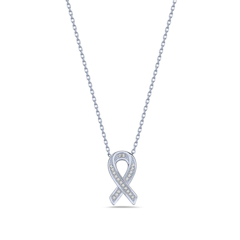 Breast Cancer Awareness Ribbon Necklace Sterling Silver