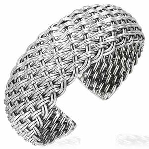 925 Sterling Silver Byzantie Design Womens Cuff Bangle Bracelet