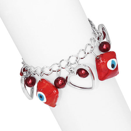 Red Square Heart Charm