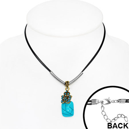 Blue Square Charm Pendant