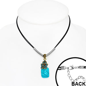 Blue Square Charm Pendant