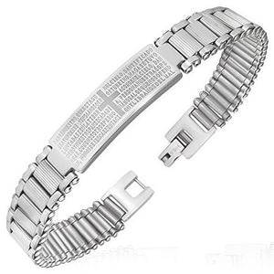 Stainless Steel The Lords Prayer Cross Watch-Style Mens Bracelet