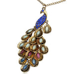 Fashion Multicolor Peacock Tail Blue CZ Charm Necklace